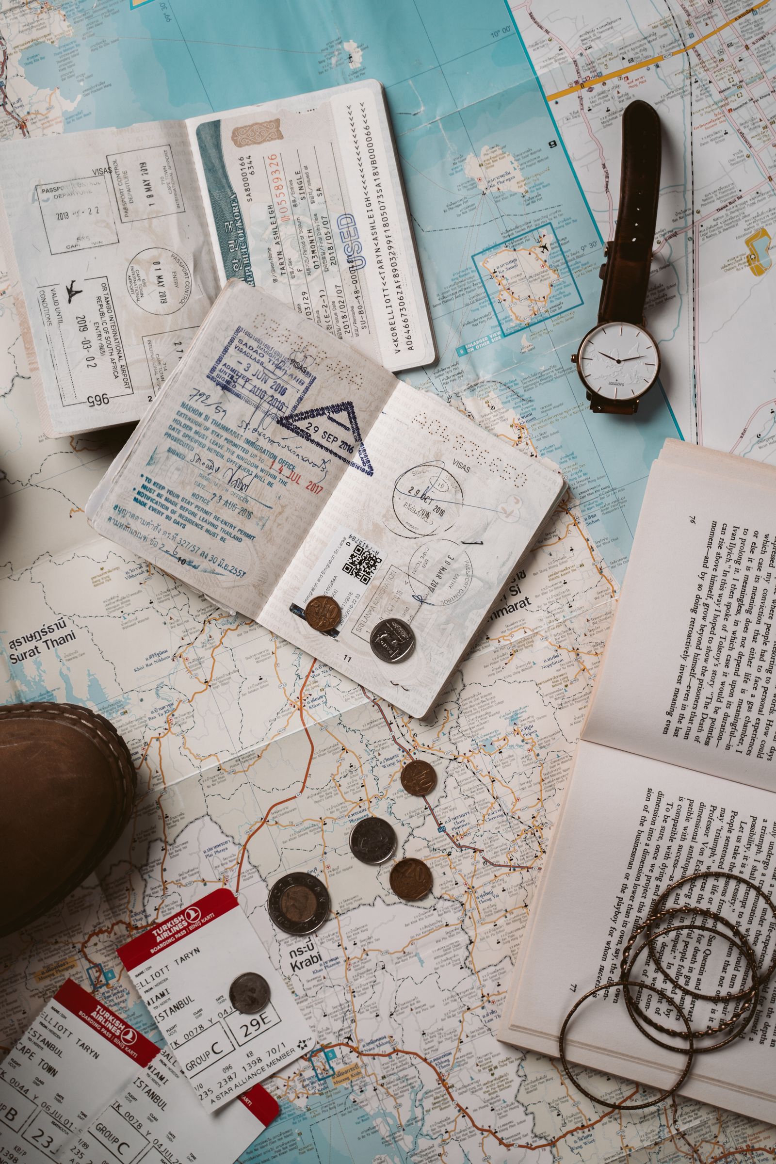 Passports, maps and travel documents
